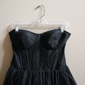 Milla / Black Tulle Corset Midi Cocktail Dress